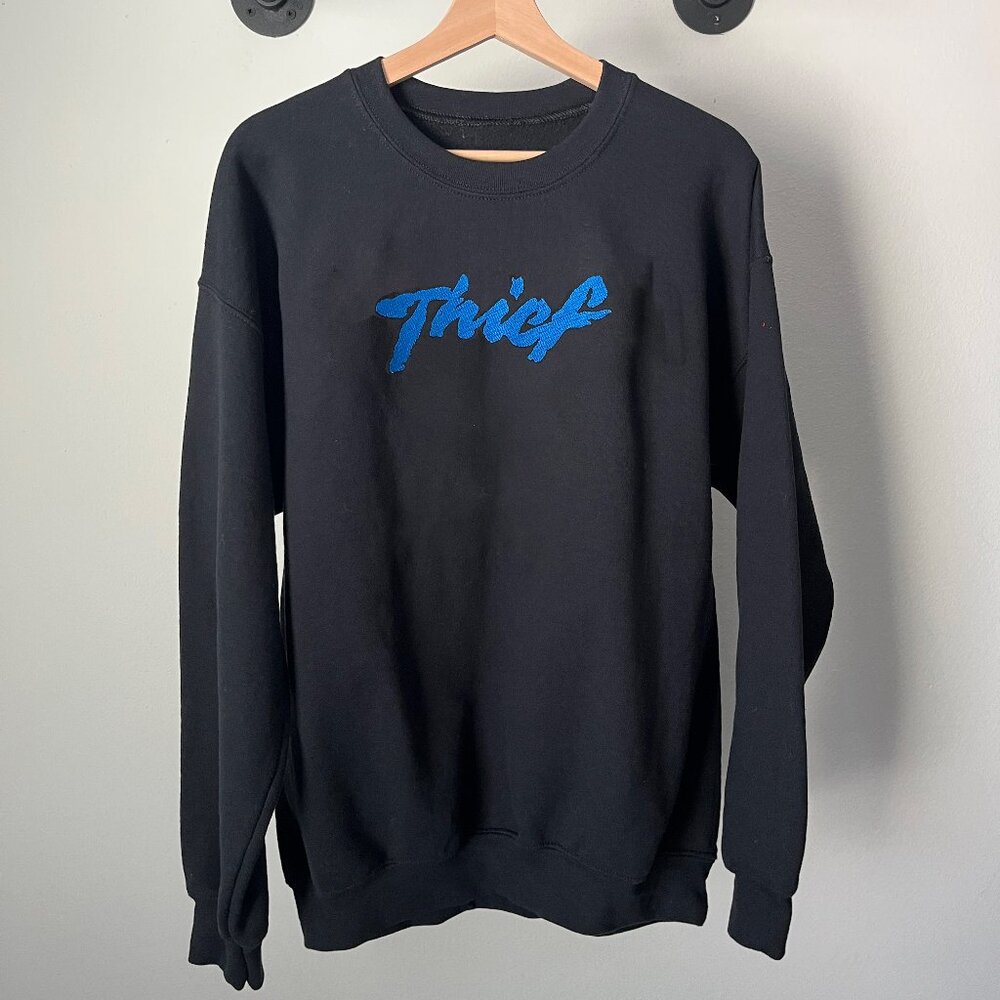 Black Blue Thief Cult Classic 80s Retro Movie Film Crewneck Sweatshirt